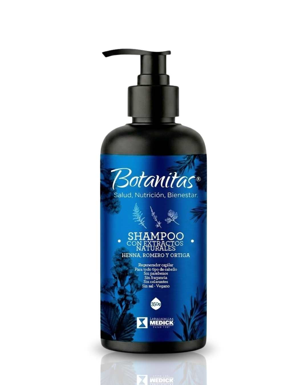 Shampoo Con Extractos Naturales HENNA, ROMERO Y ORTIGA x 400 g
