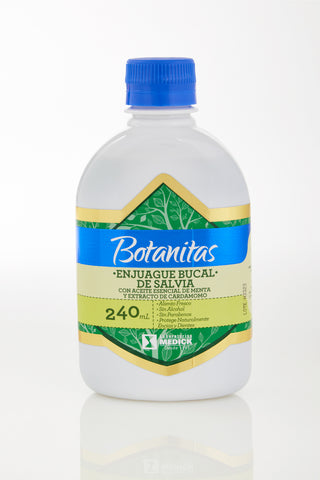 ENJUAGUE BUCAL DE SALVIA CON ACEITE ESENCIAL DE MENTA Y EXTRACTO DE CARDAMOMO X 240 ml