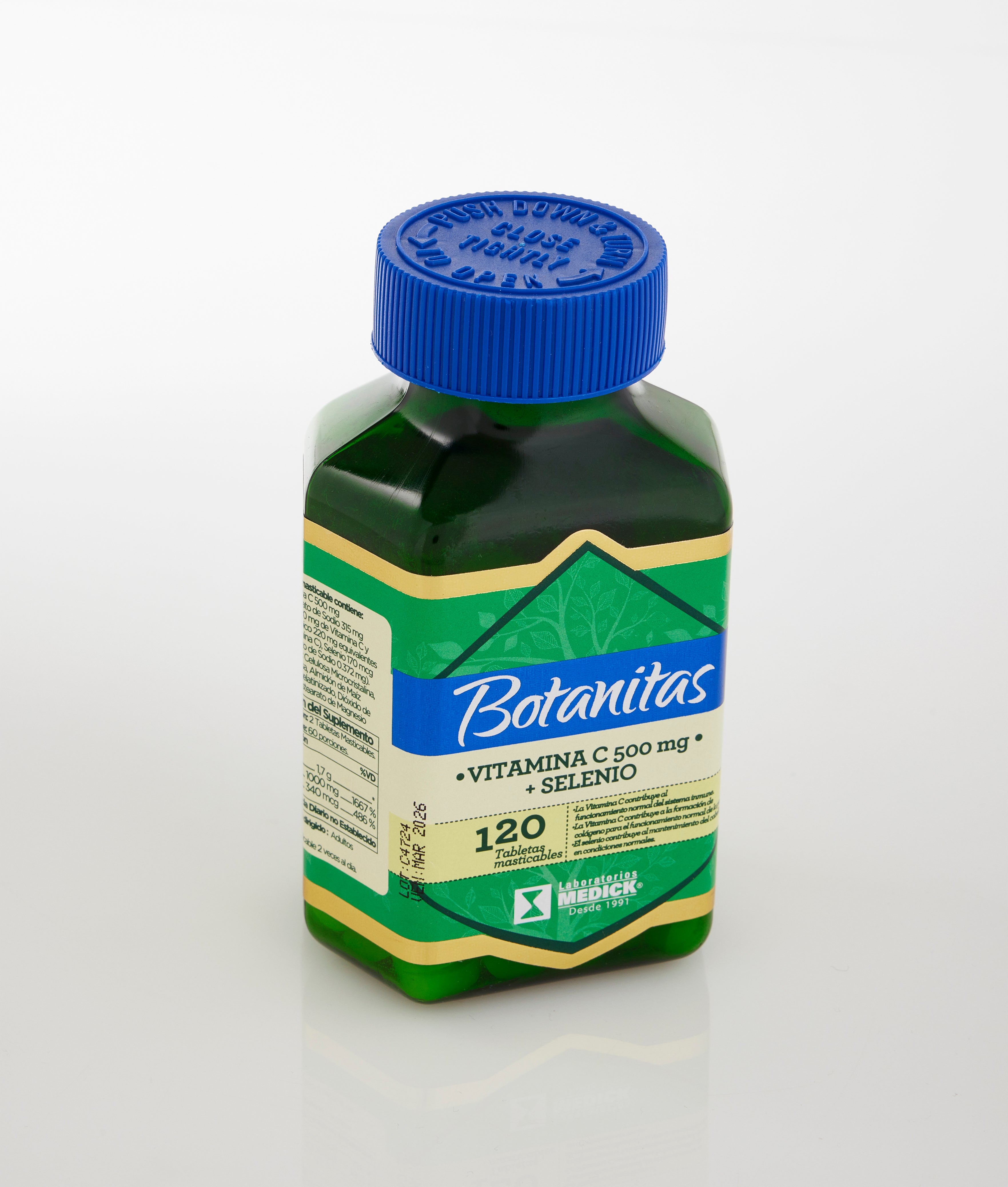 VITAMINA C 500mg + SELENIO 120 TABLETAS MASTICABLES