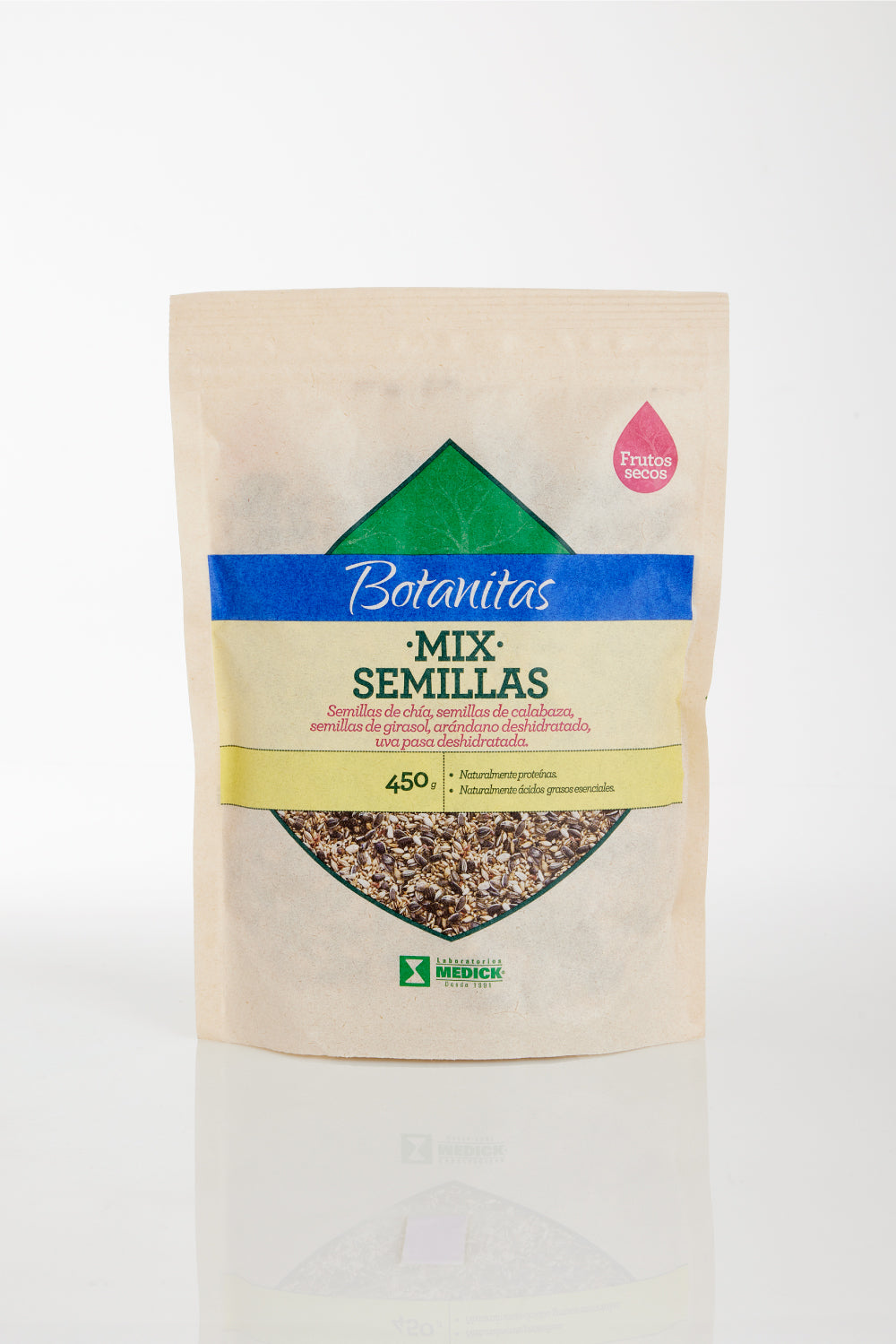 MIX SEMILLAS – Semillas de chía, semillas de calabaza, semillas de girasol, arándano deshidratado, uva pasa deshidratada. 450g